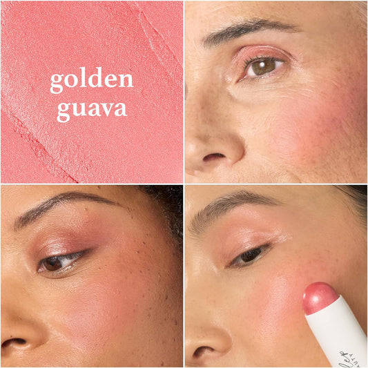 Julep Skip The Brush Cream to Powder Blush Stick - Golden Guava - Blendable and Buildable Color