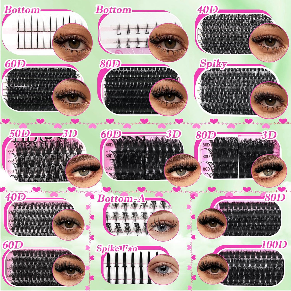 Lashes Clusters Kit 1846Pcs Bulk Packs Volume False Eyelash Extensions D Curl Wispy Individual