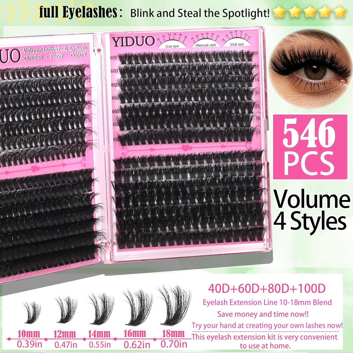 Lashes Clusters Kit 1846Pcs Bulk Packs Volume False Eyelash Extensions D Curl Wispy Individual