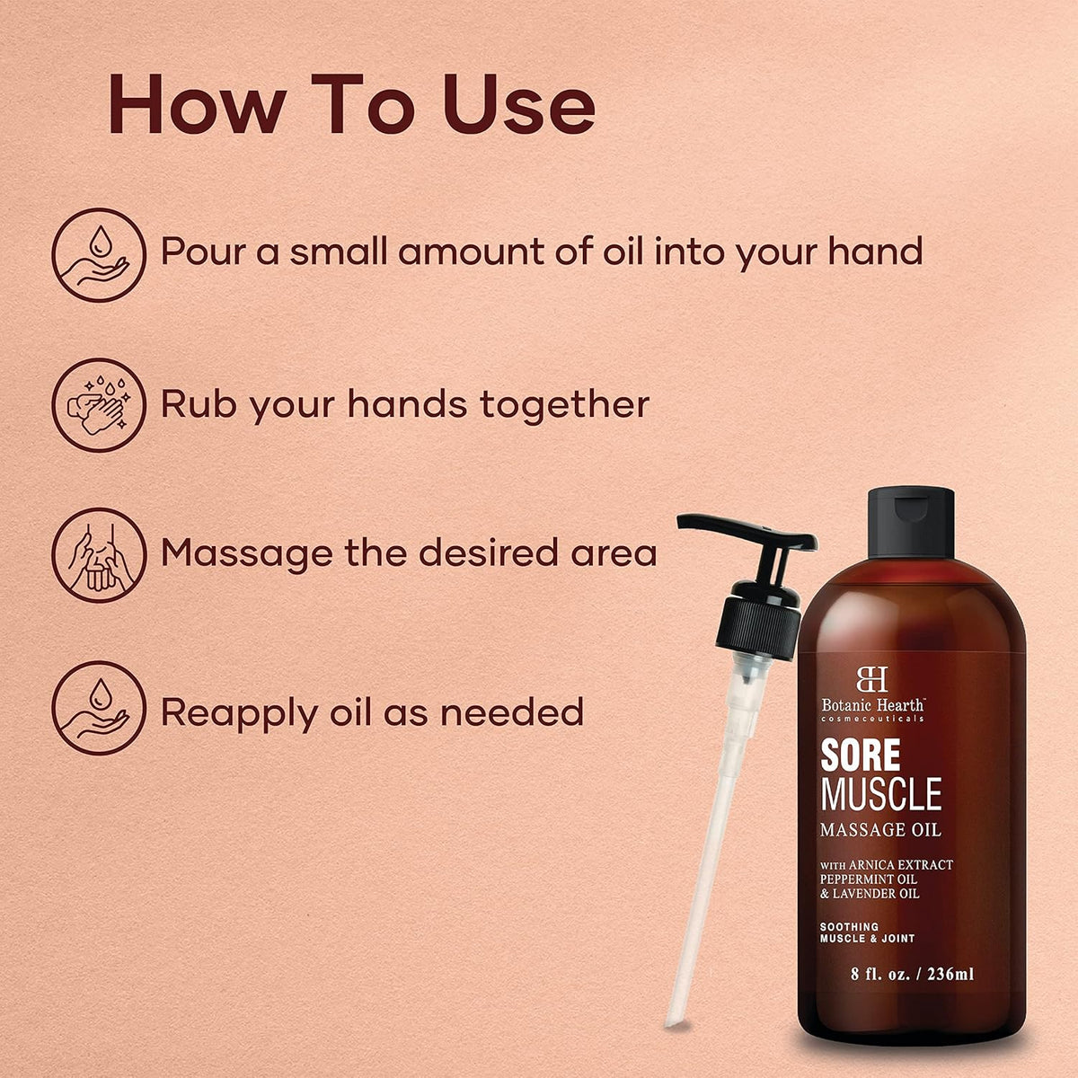 Botanic Hearth Sore Muscle Massage Oil | with Arnica Montana Extract and Essential Oils | Warming