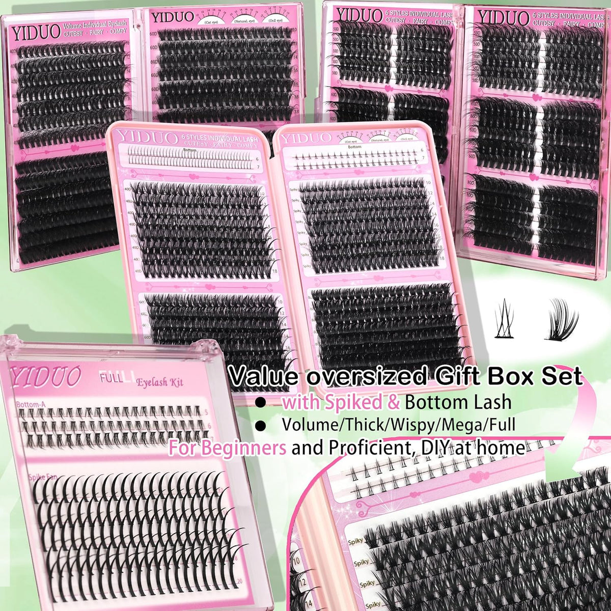 Lashes Clusters Kit 1846Pcs Bulk Packs Volume False Eyelash Extensions D Curl Wispy Individual