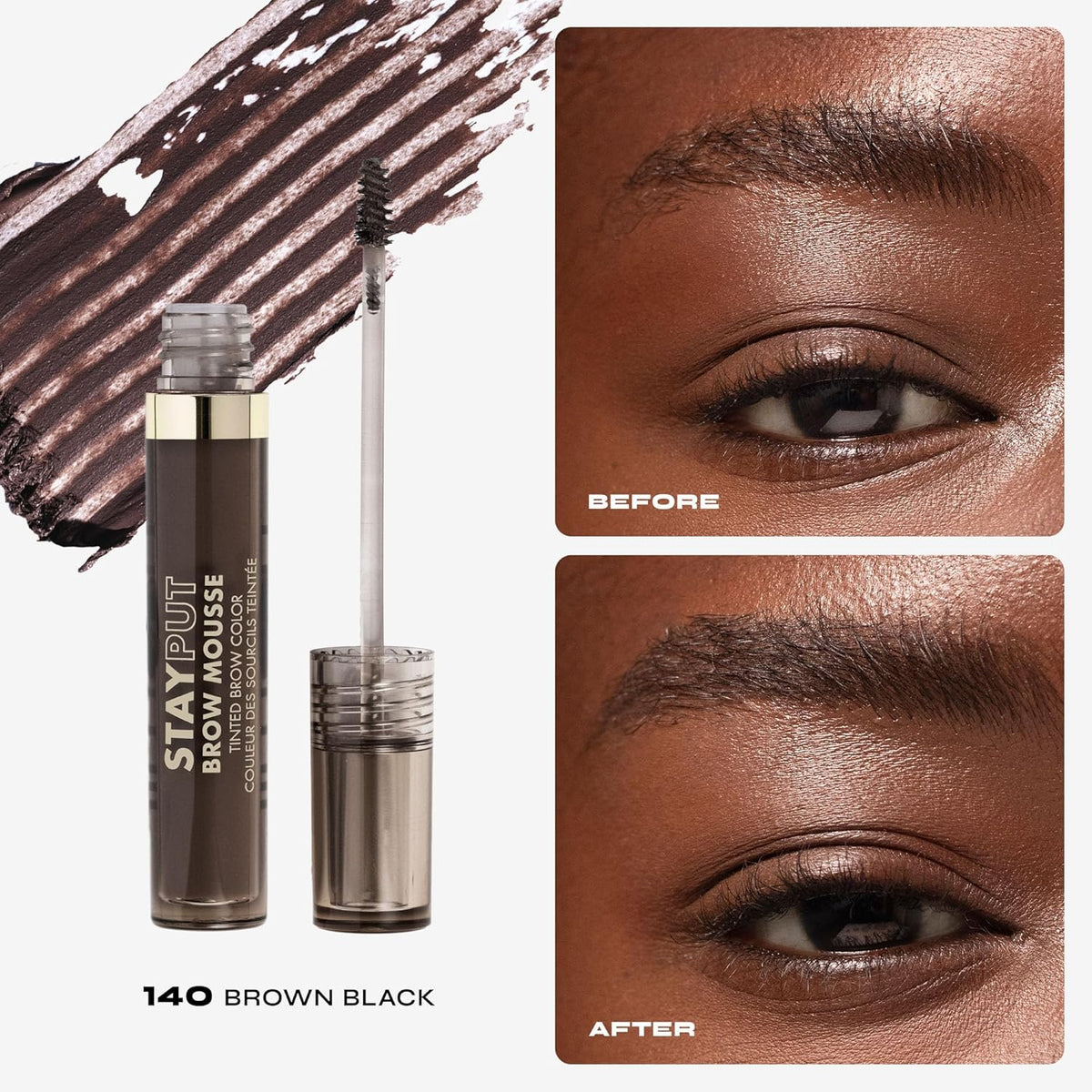 Milani Brow Tint- Stay Put Tinted Brow Mousse, Nourishing, High-Pigment infused with Shea Butter