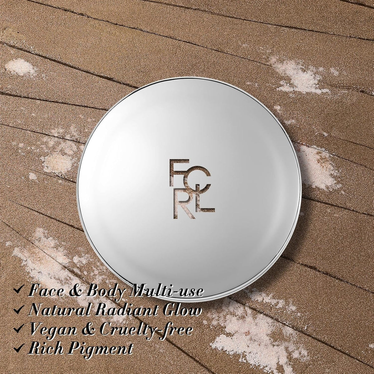 FOCALLURE Shimmer Face Highlighter Makeup Powder, Gel to Powder Glow Finish, Leaving a Lightweight
