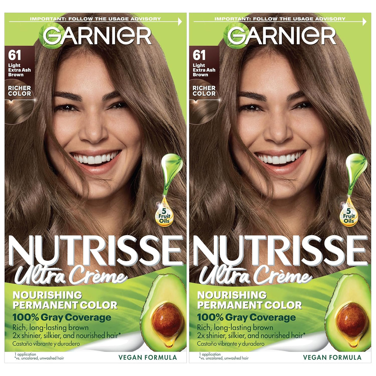 Garnier Hair Color Nutrisse Nourishing Creme, 61 Light Extra Ash Brown (Mochaccino) Permanent Hair