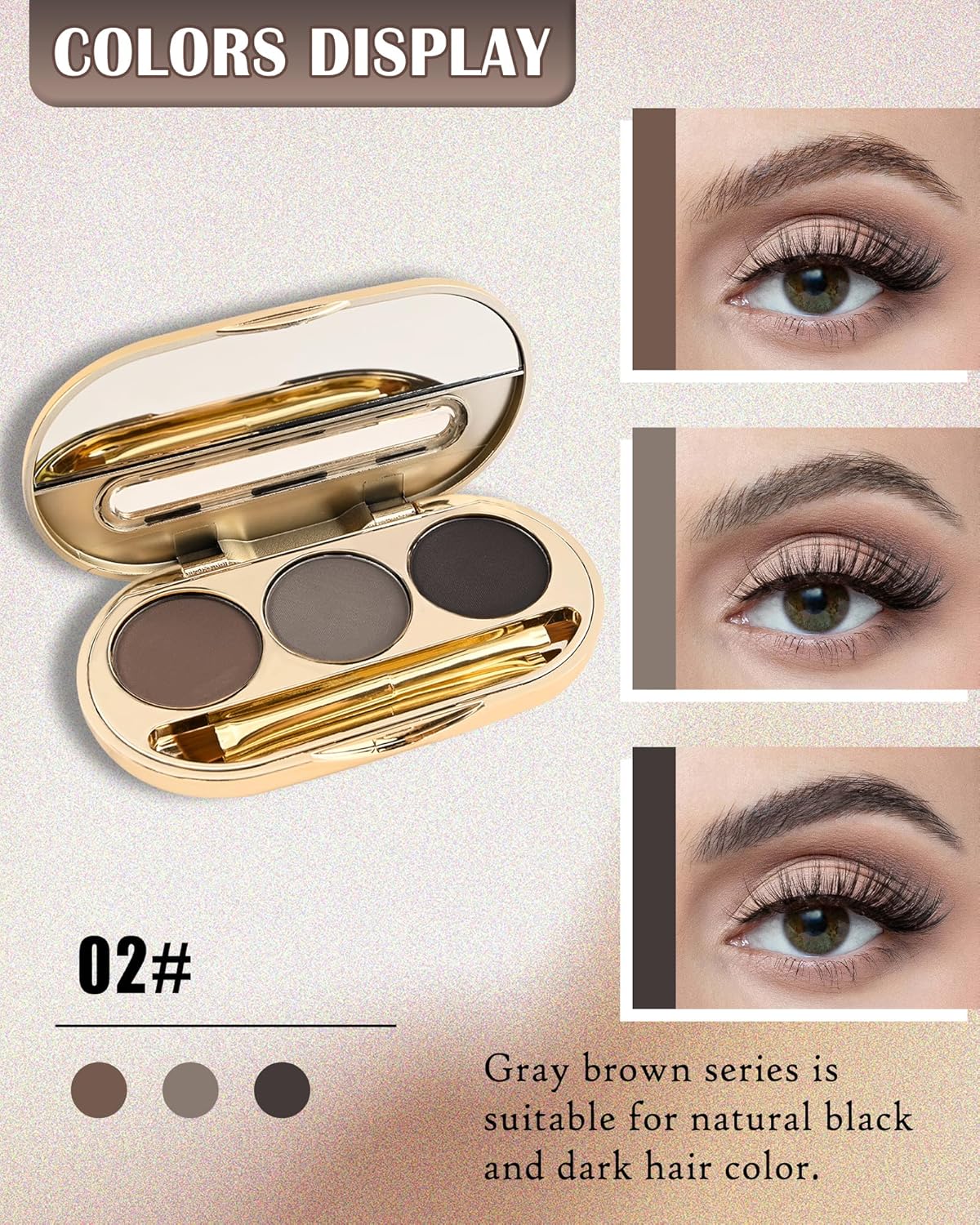 Eyebrow Powder Makeup Kit-3 Colors Eye Brow Tinting Powder Palette for Women Eyebrows Long-Lasting