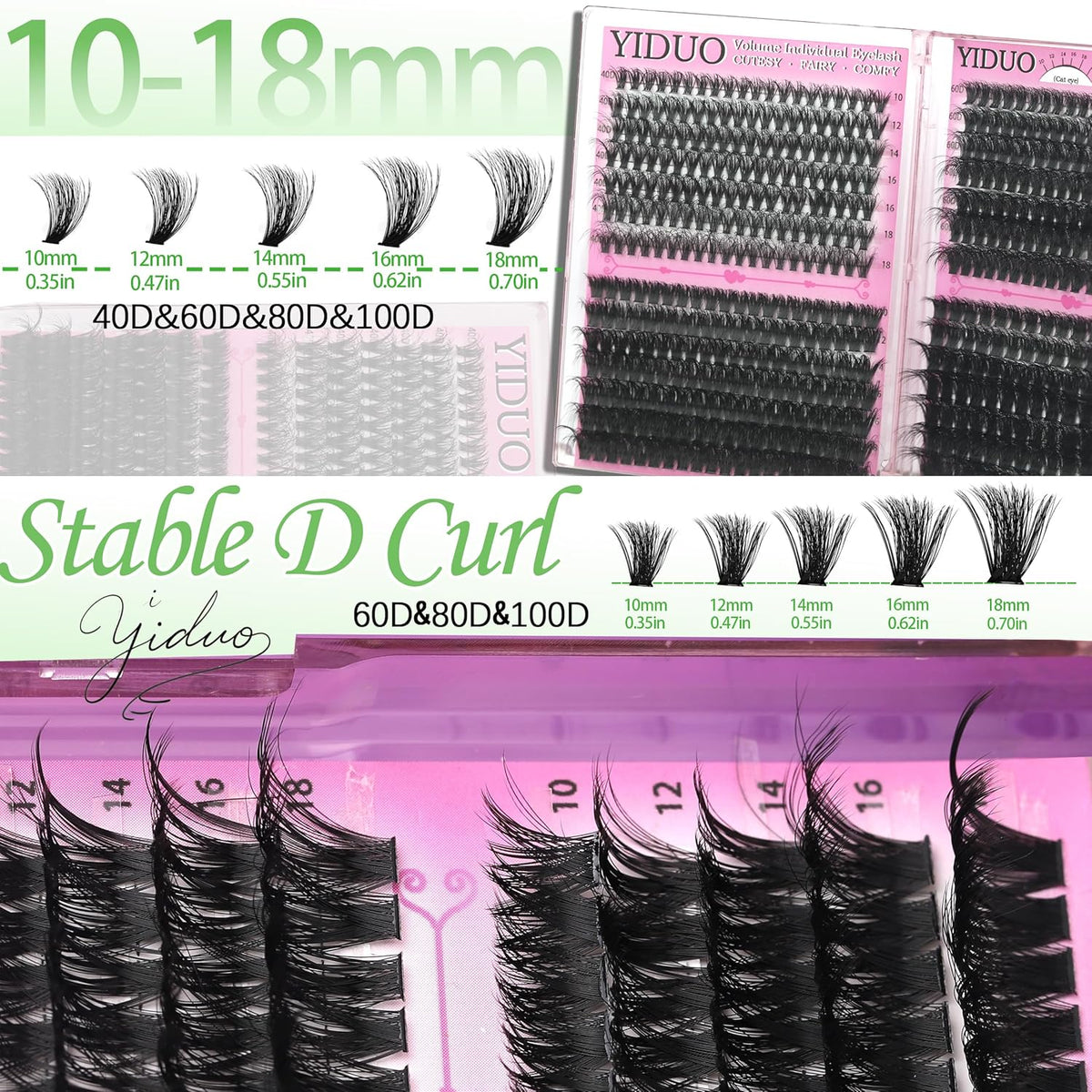 6 Box Mix Lashes Clusters Kit Gift Packs 1686Pcs with 2X Bond&Seal Volume Mega/Bottom Soft