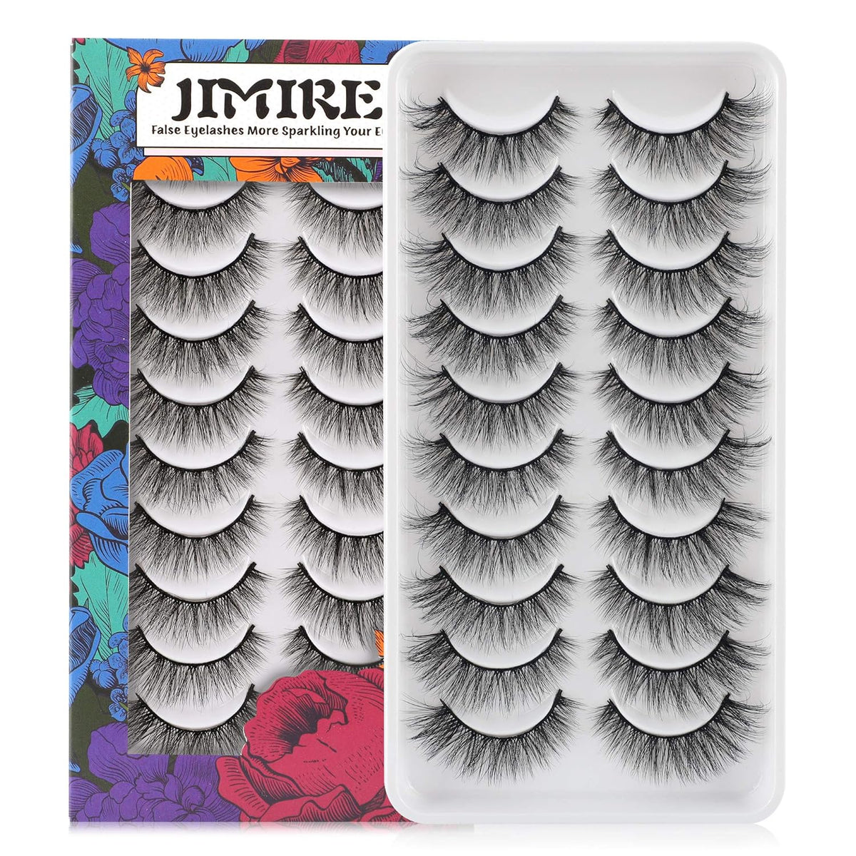 JIMIRE Fake Eyelashes Natural Look Fluffy Wispy False Lashes Cat-Eye Lashes with Thin Band