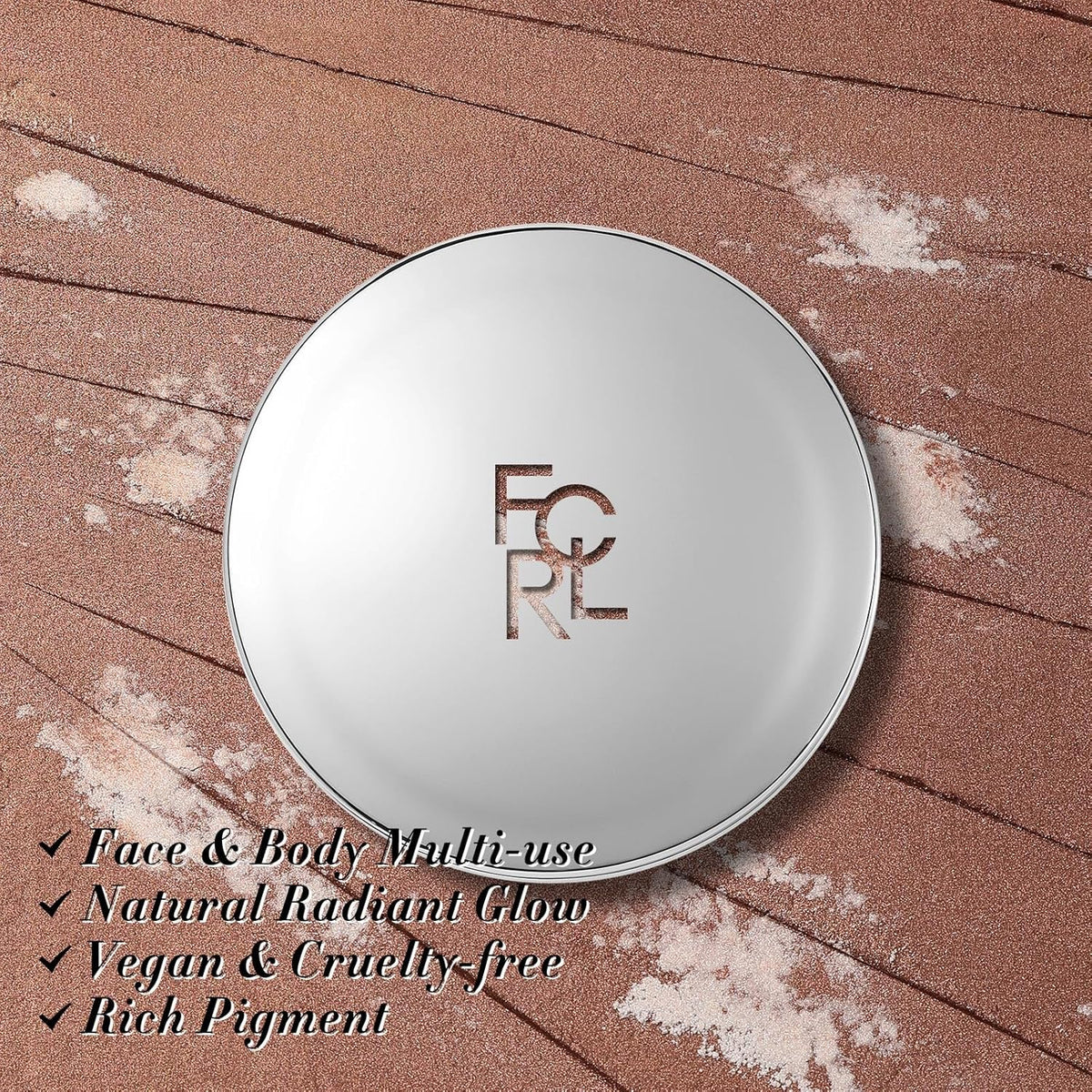 FOCALLURE Shimmer Face Highlighter Makeup Powder, Gel to Powder Glow Finish, Leaving a Lightweight