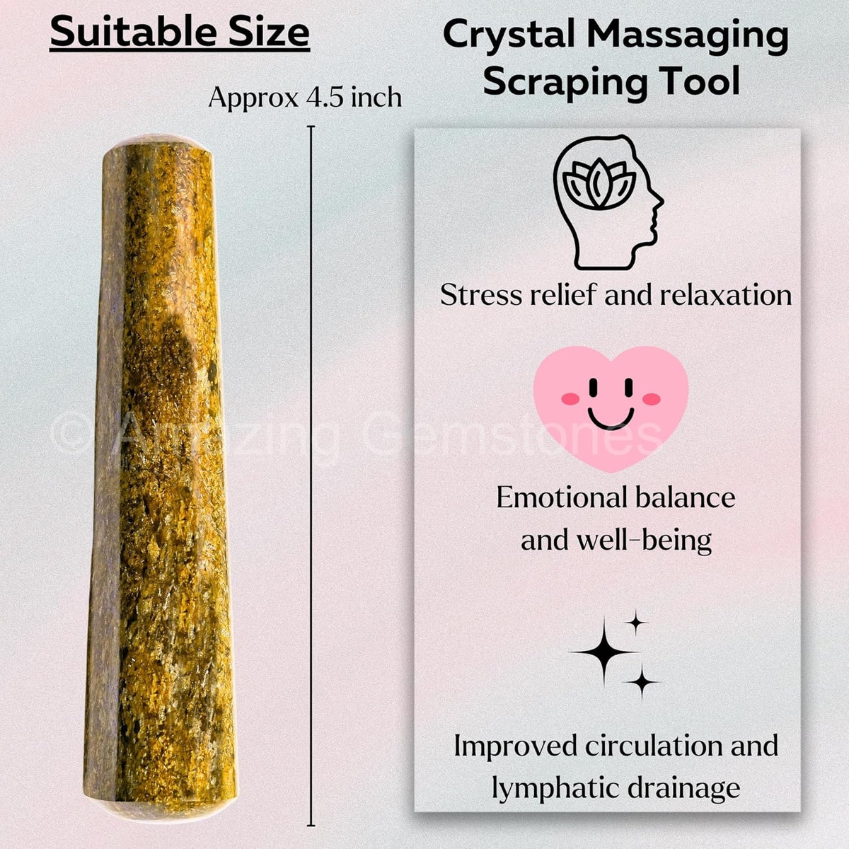 Amazing Gemstone Bronzite Crystal Wand Massage Stick - Pelvic Wand Gua Sha for Adults - Crystals