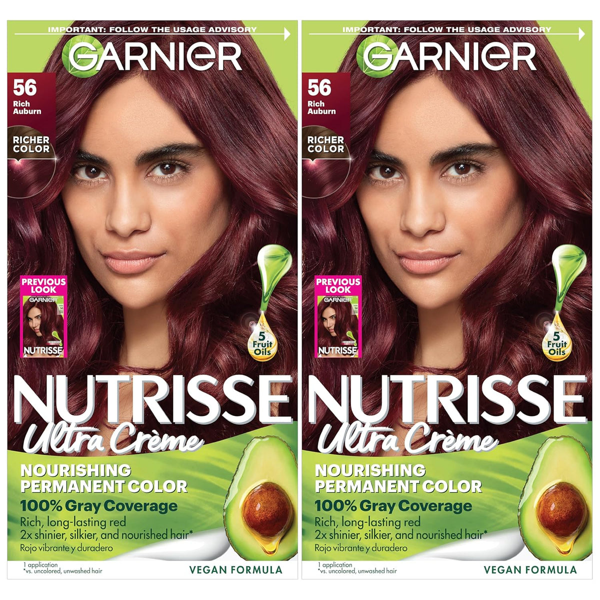 Garnier Hair Color Nutrisse Nourishing Creme, 56 Rich Auburn (Sangria) Permanent Hair Dye, 2 Count