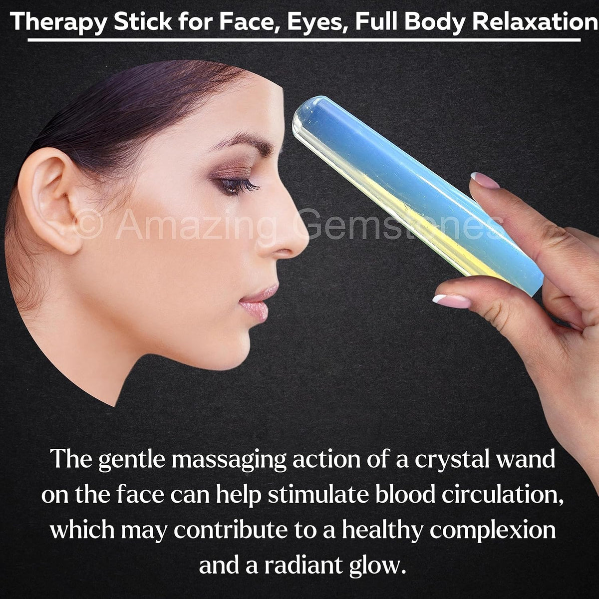 Amazing Gemstone Opalite Crystal Wand Massage Stick - Pelvic Wand Gua Sha for Adults - Crystals and