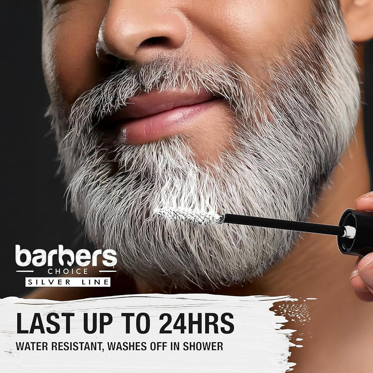 Barbers Choice Silver Line, Facial Hair Brush on Temporary Color for Silver Fox Men- Instantly