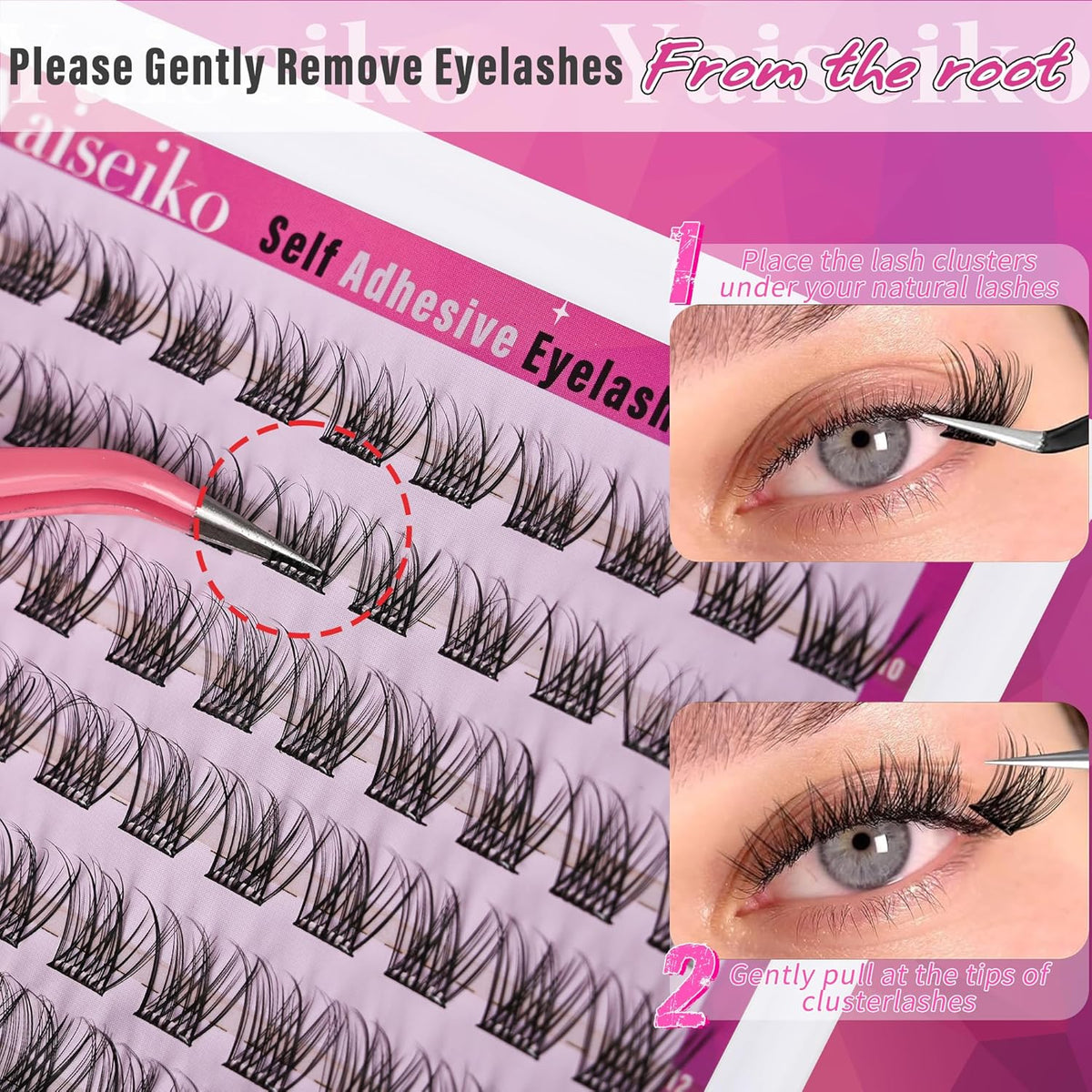 Self Adhesive Eyelashes Clusters Kit Lash Clusters DIY Eyelashes Pre Glued Lashes Extensions No