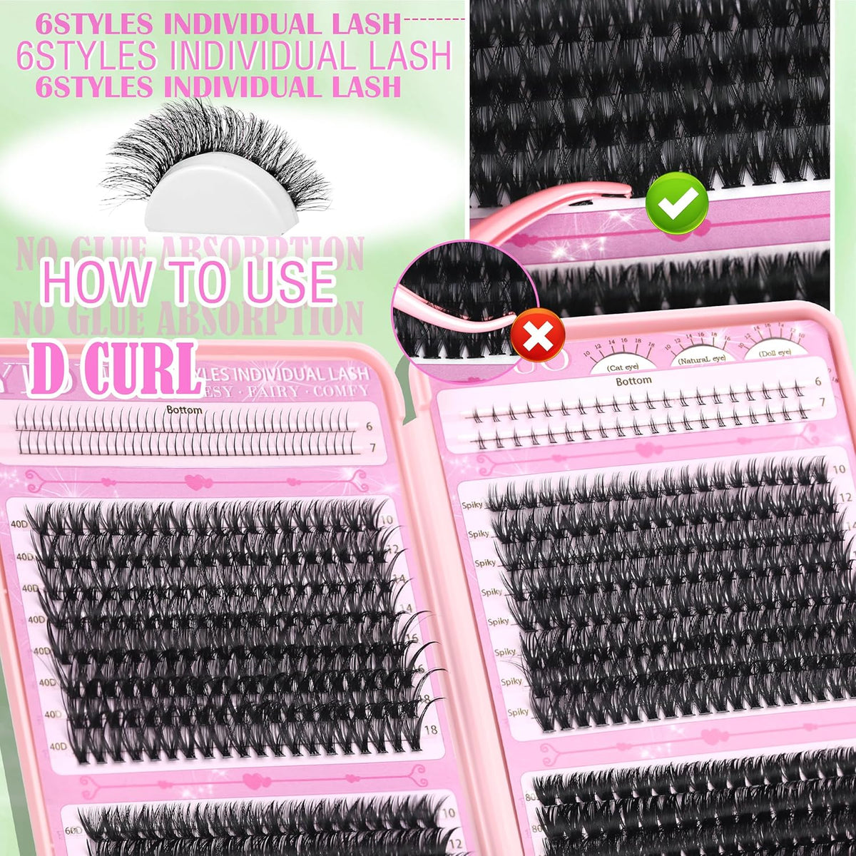 Lashes Clusters Kit 1846Pcs Bulk Packs Volume False Eyelash Extensions D Curl Wispy Individual