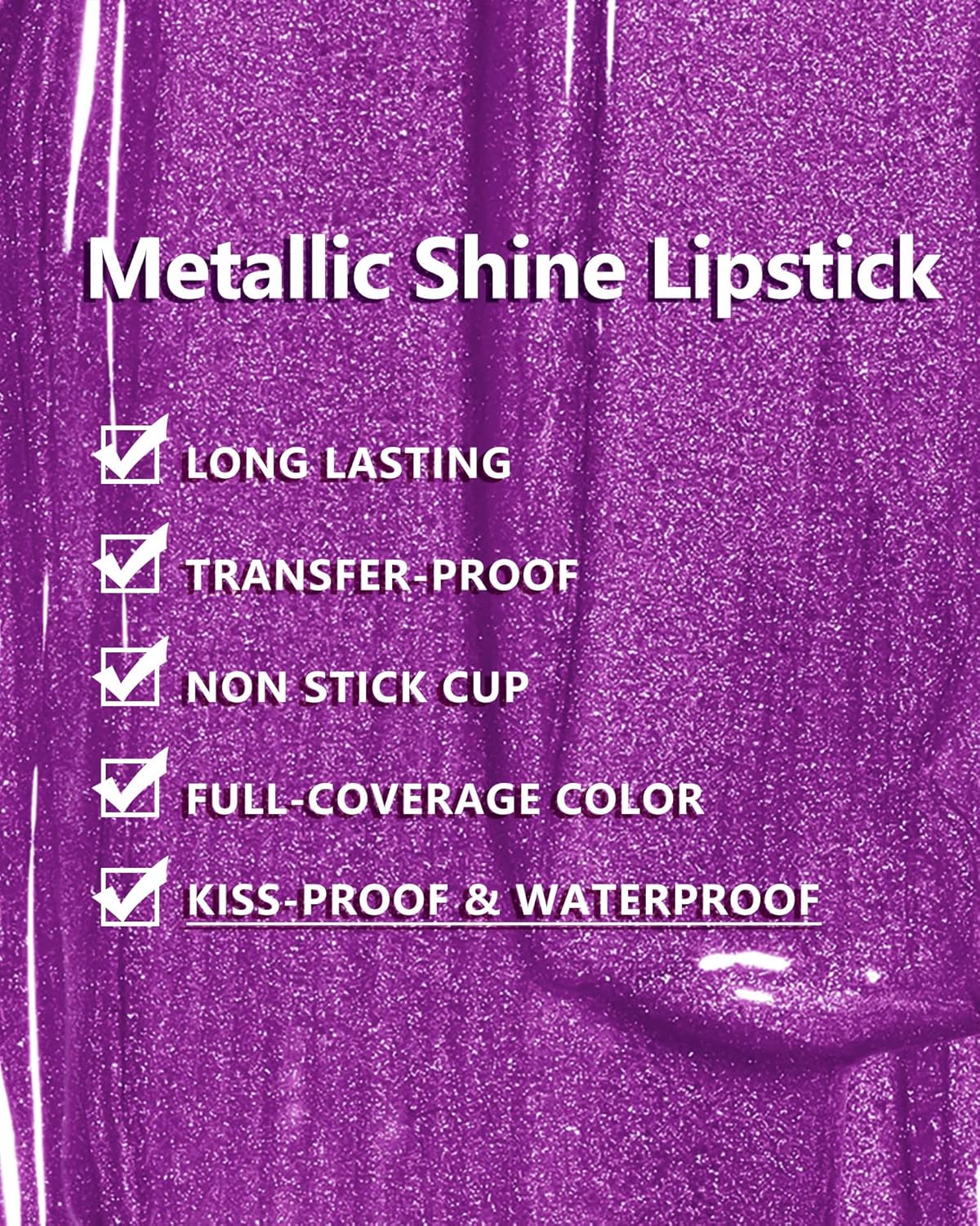 MAKI YIKA Purple Lipstick for Women Metallic Lipsticks Glitter Long Lasting Lipstick No Smudge No