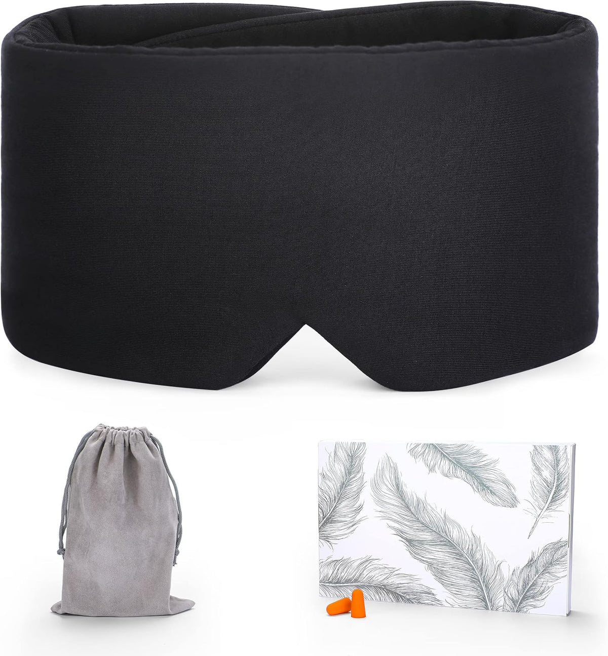 FRESHME Sleep Mask Blackout - Handmade Cotton Sleep Mask for Women Men Eye Mask for Sleeping Black