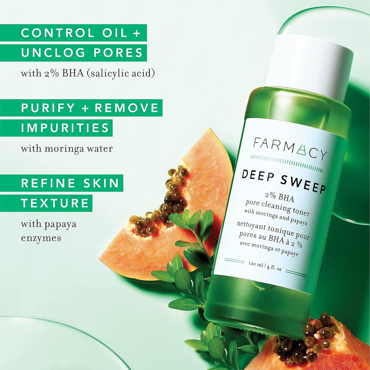 Farmacy 2% Salicylic Acid Toner for Face - Deep Sweep Gentle BHA Exfoliant for Oily Skin - Refines