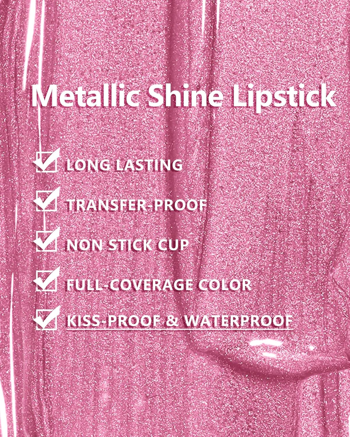 MAKI YIKA Metallic Pink Lipstick for Women Nude Pink Lipsticks Long Lasting Glitter Lipstick No