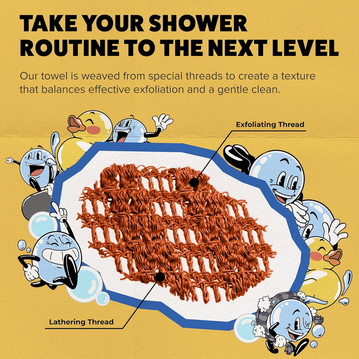 GOSHI Exfoliating Shower Towel - Rip-Resistant Exfoliating Washcloth for All Skin Types - Marigold