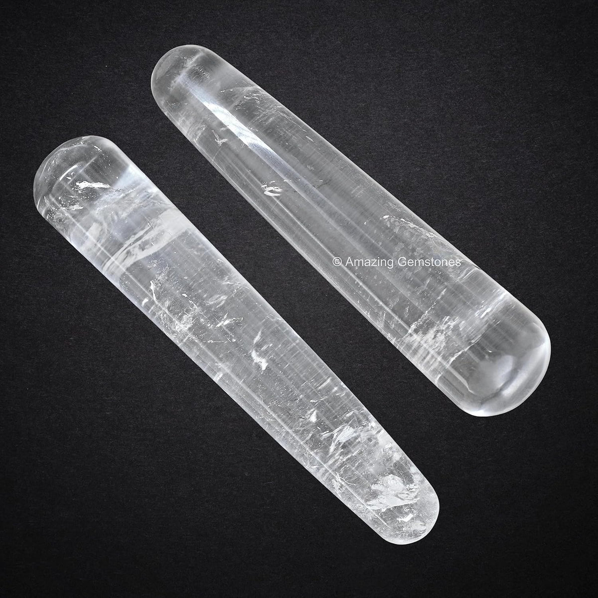 Amazing Gemstone Clear Quartz Crystal Wand Massage Stick - Pelvic Wand Gua Sha for Adults