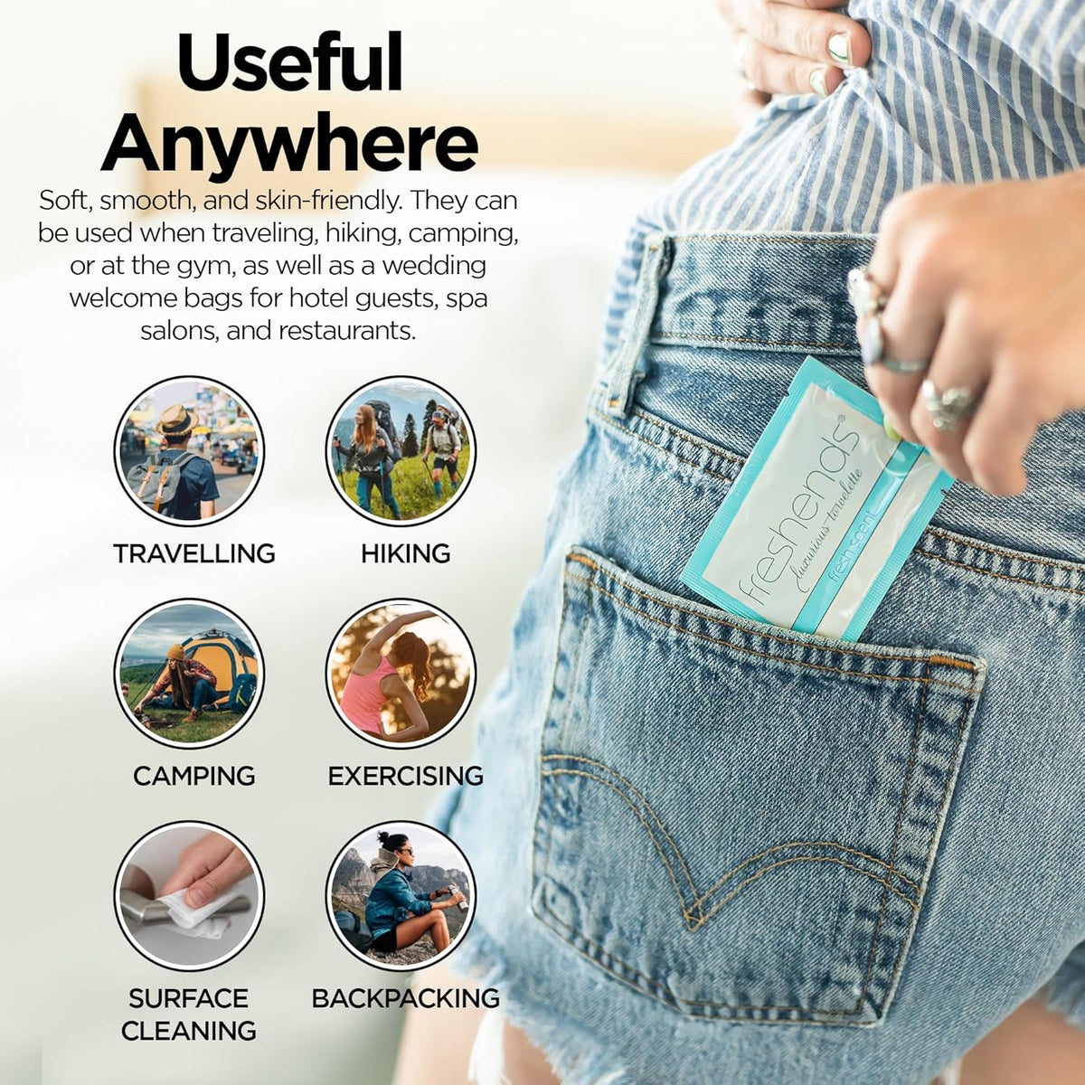Freshends Flushable Individually Wrapped Wipes – Guest Bathroom Essentials for Weddings