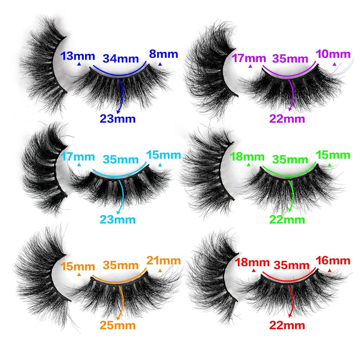 Mink Lashes Fluffy Eyelashes Dramatic Long Wispy Fake Eyelashes Thick 6 Styles Mixed Luxury Russian