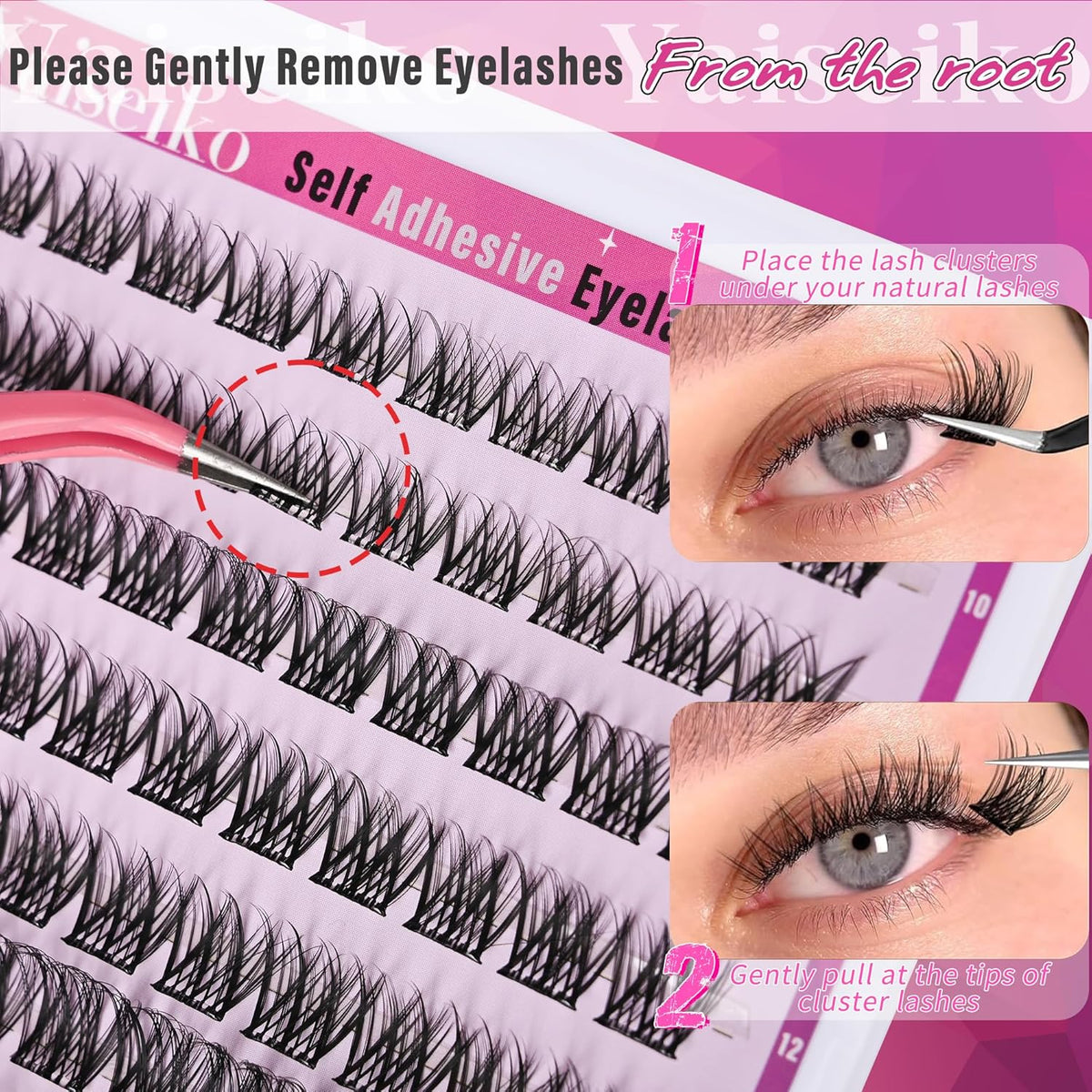 Self Adhesive Eyelashes Clusters Wispy Eyelash Extension Self Adhesive Eyelashes Reusable Press on