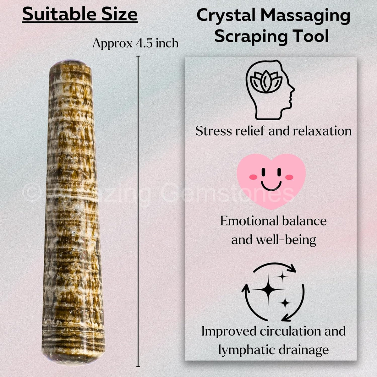 Amazing Gemstone Aragonite Crystal Wand Massage Stick - Pelvic Wand Gua Sha for Adults - Crystals