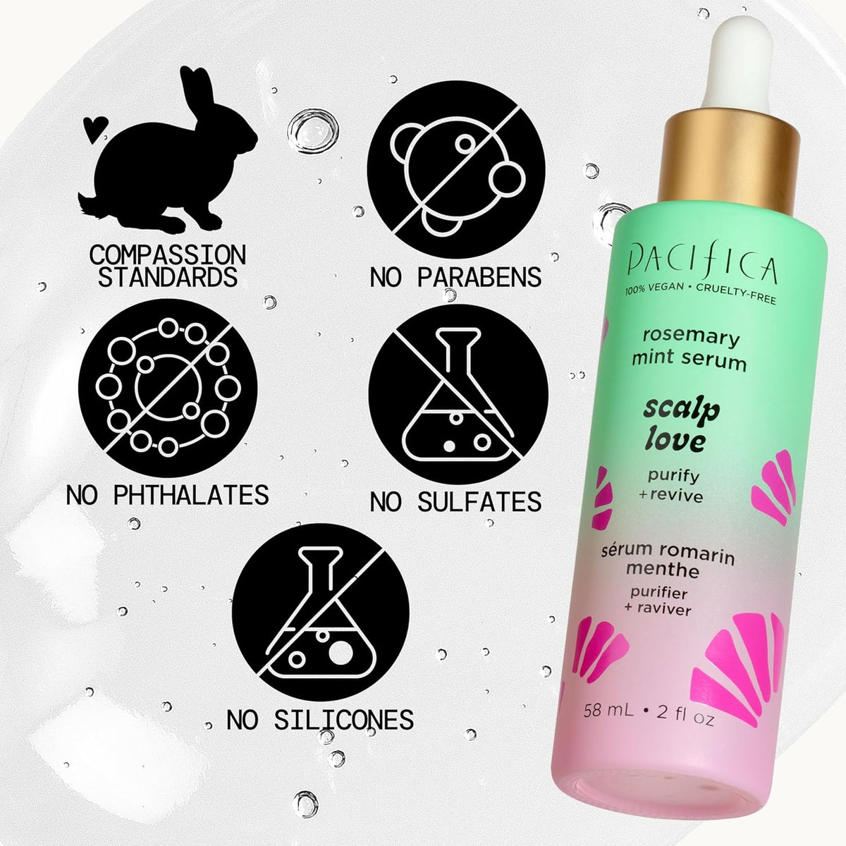 Pacifica Serum and Scalp Scrub Set – Rosemary Mint Scalp Love with Witch Hazel for Detox and Dry