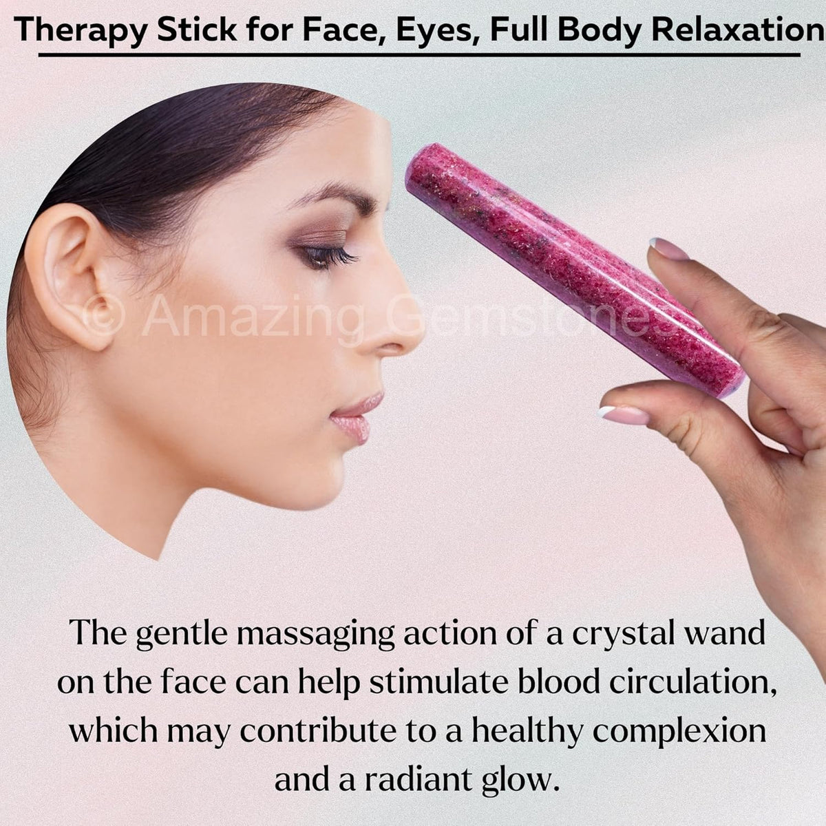 Amazing Gemstone Rhodonite Crystal Wand Massage Stick - Pelvic Wand Gua Sha for Adults - Crystals
