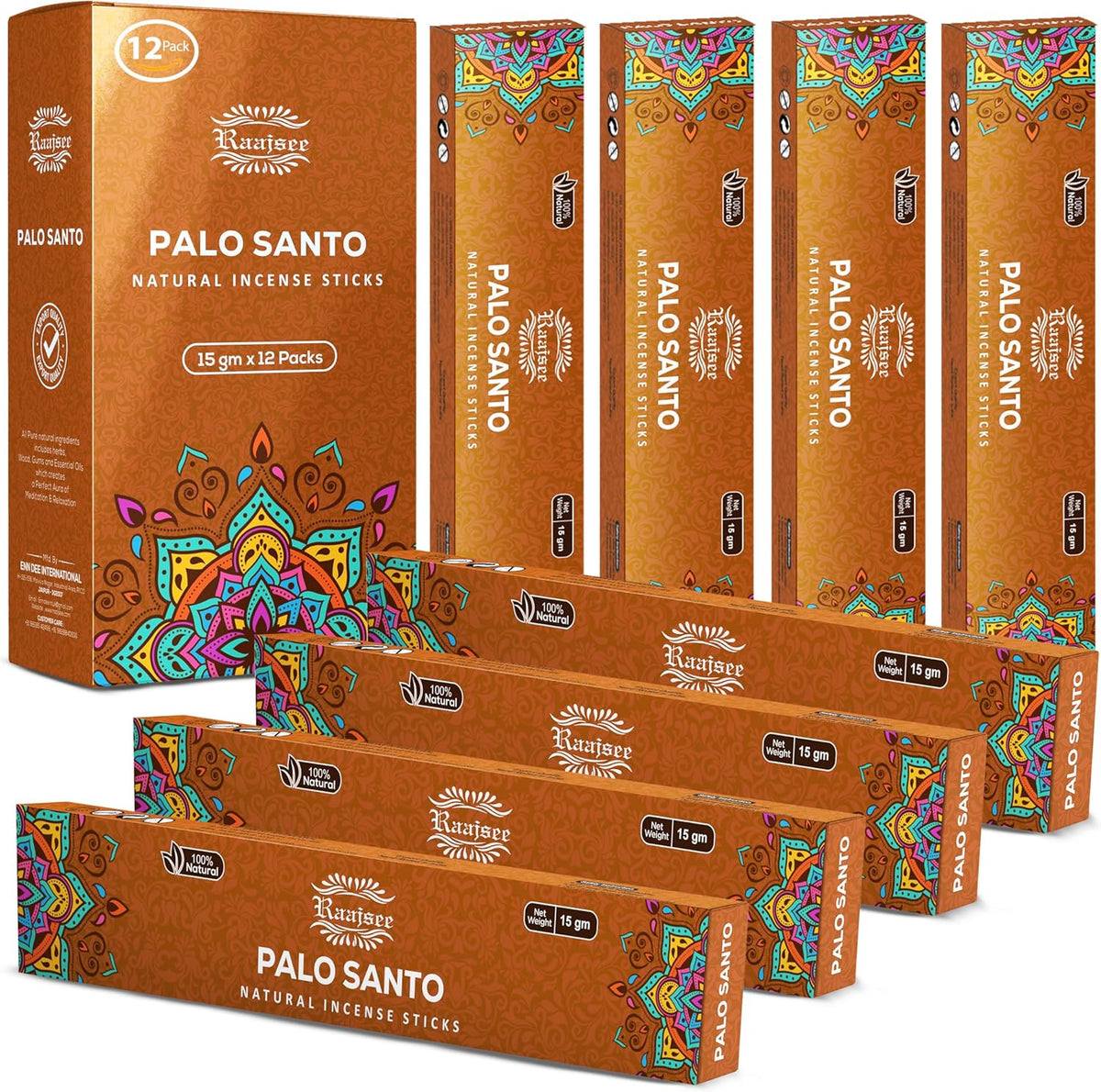 Raajsee Palo Santo Incense Sticks (180 GMS), 100% Pure Organic Natural Hand Rolled Free from