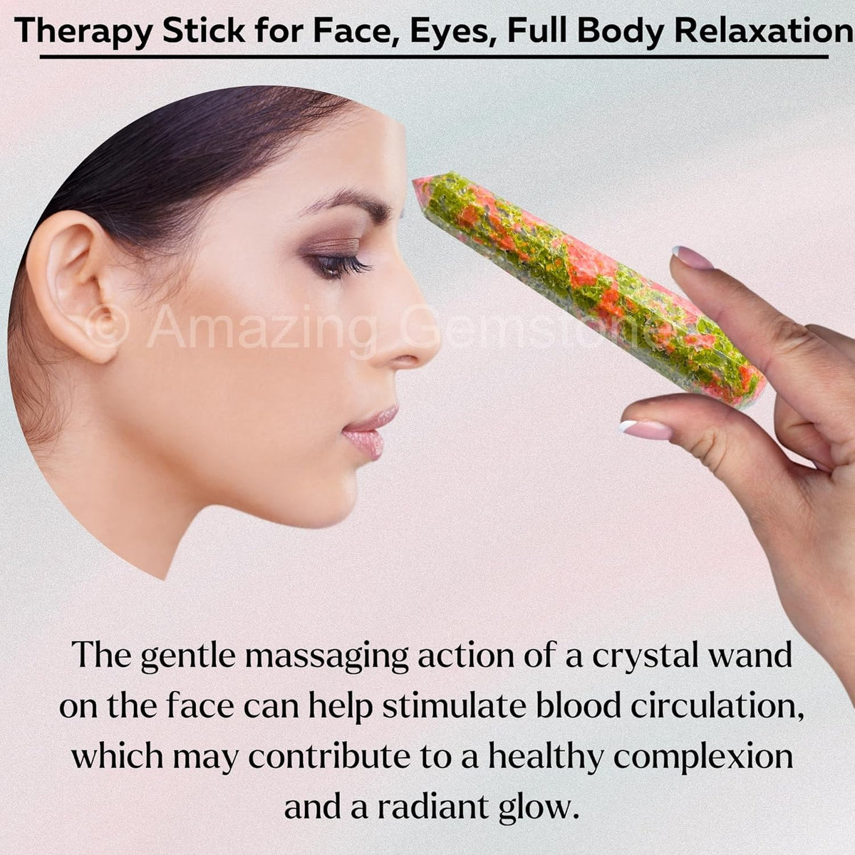 Amazing Gemstone Unakite Crystal Wand Massage Stick - Pelvic Wand Gua Sha for Adults - Crystals and