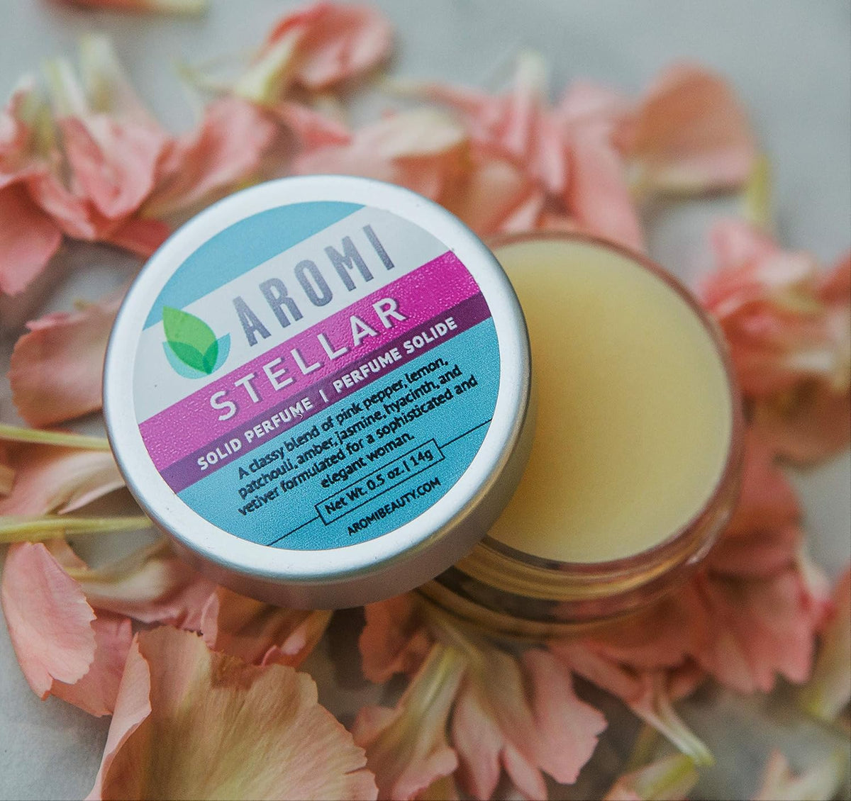 Aromi Stellar Solid Perfume | Spicy, Floral Fragrance, Pink Pepper, Jasmine, Amber, Patchouli