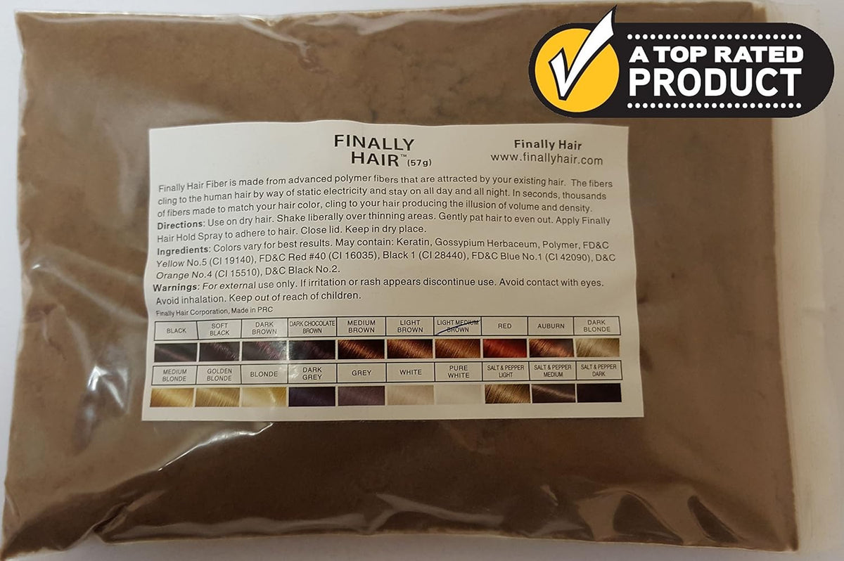 Hair Building Fibers - Light Medium Brown 50 Gram Refill - Refill Your Existing Fiber Bottle. Hair