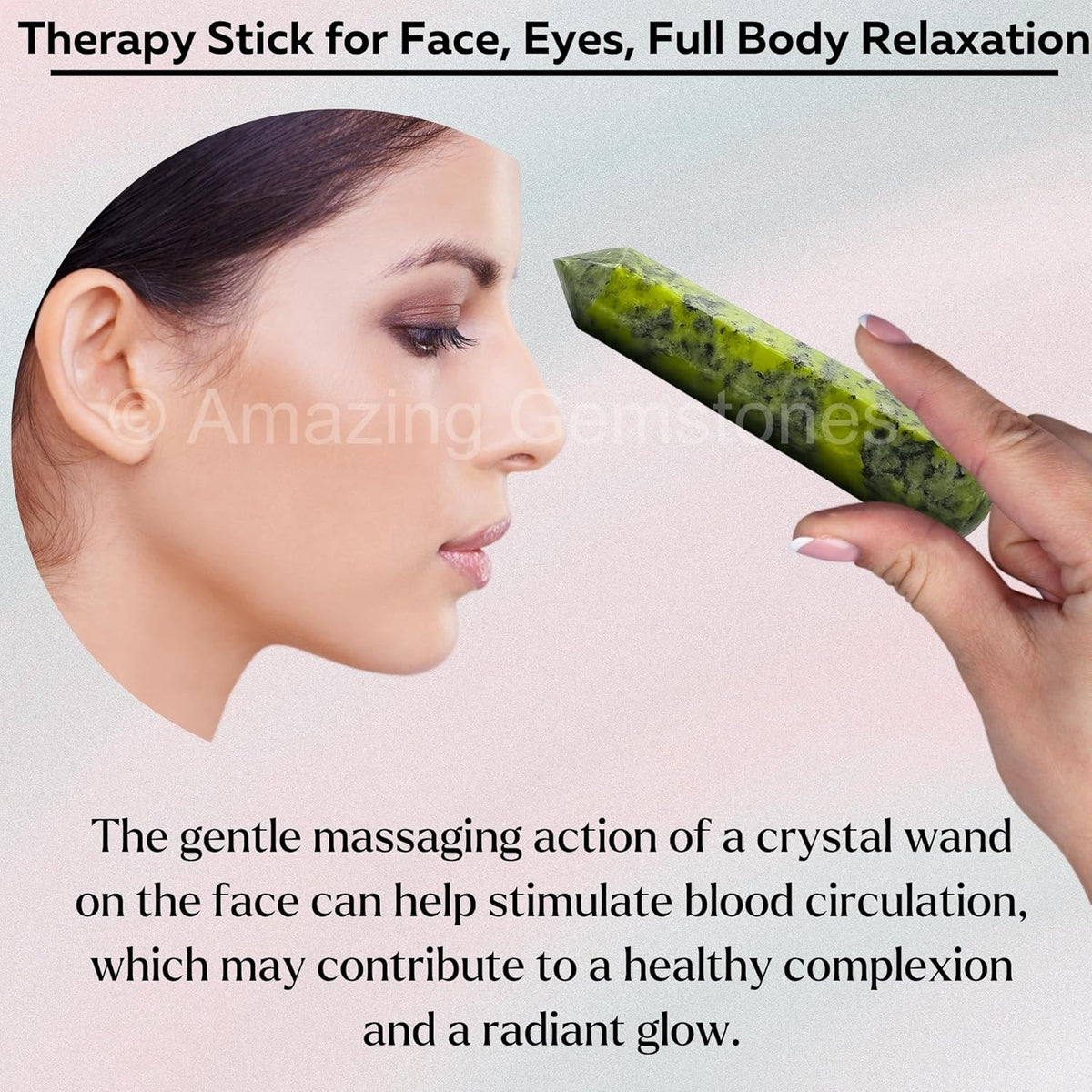 Amazing Gemstone Green Jade Crystal Wand Massage Stick - Pelvic Wand Gua Sha for Adults - Crystals