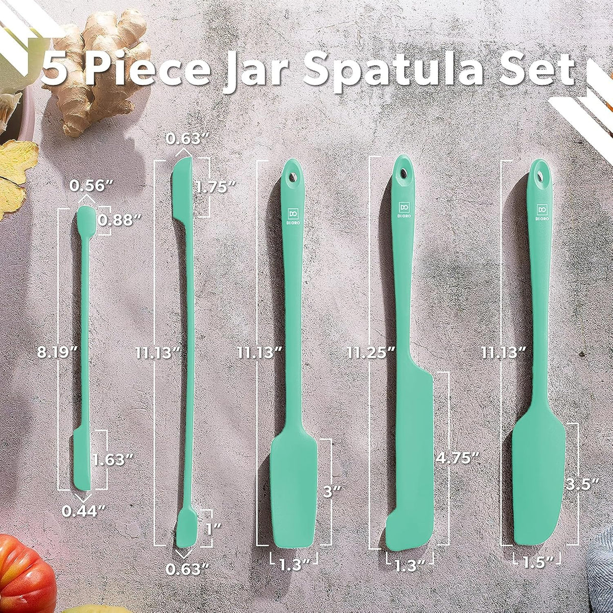 DI ORO Silicone Jar Spatulas for Scraping - Rubber Spatulas Silicone Heat Resistant - Kitchen