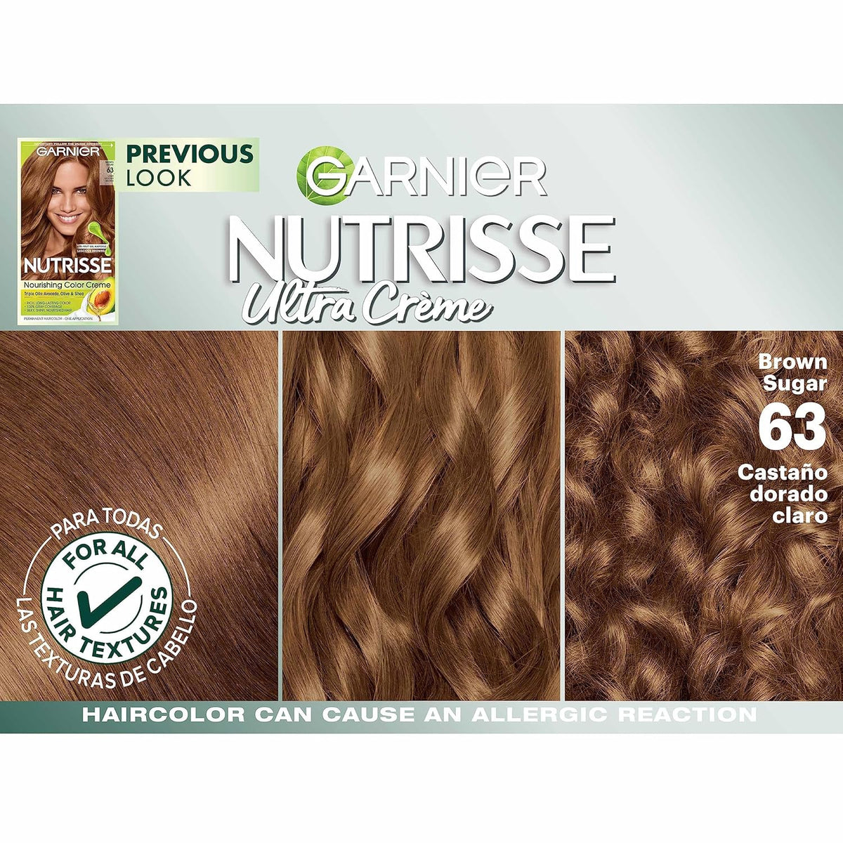 Garnier Hair Color Nutrisse Nourishing Creme, 63 Light Golden Brown (Brown Sugar) Permanent Hair