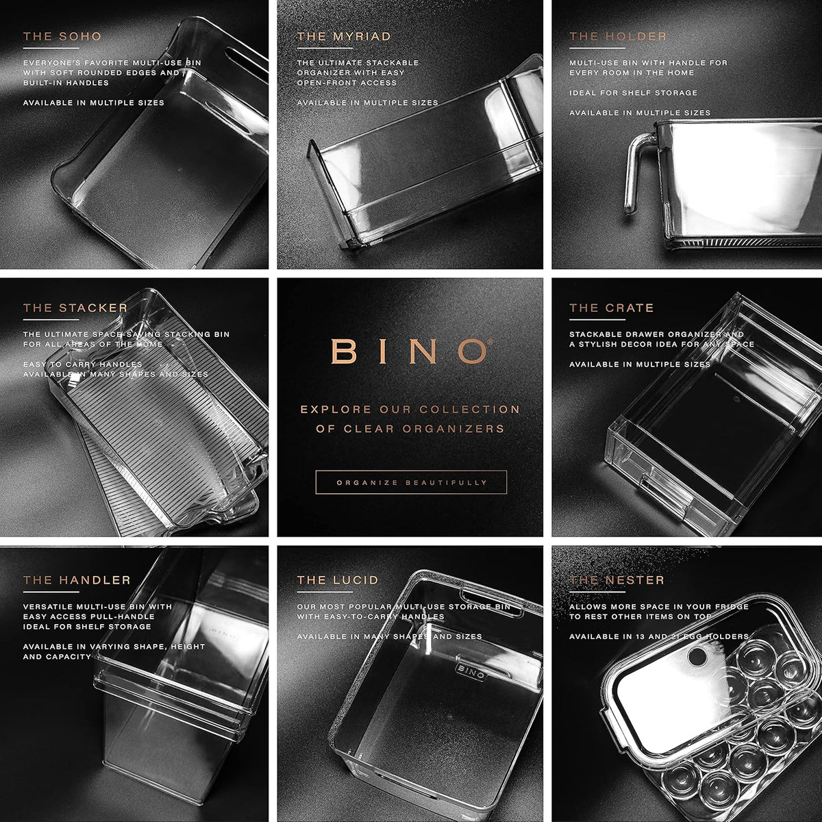BINO | Stackable Storage Drawers, Small - Clear | THE CRATE COLLECTION | Storage Bins With Drawers