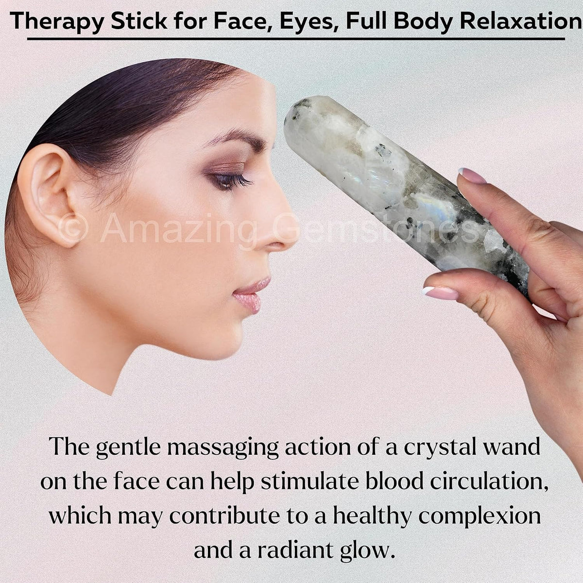 Amazing Gemstone Rainbow Moonstone Crystal Wand Massage Stick - Pelvic Wand Gua Sha for Adults