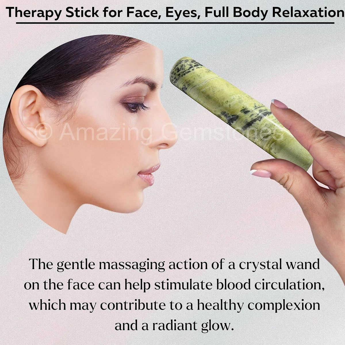 Amazing Gemstone Serpentine Crystal Wand Massage Stick - Pelvic Wand Gua Sha for Adults - Crystals