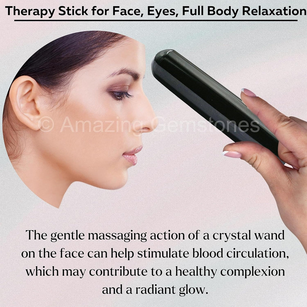 Amazing Gemstone Black Agate Crystal Wand Massage Stick - Pelvic Wand Gua Sha for Adults - Crystals