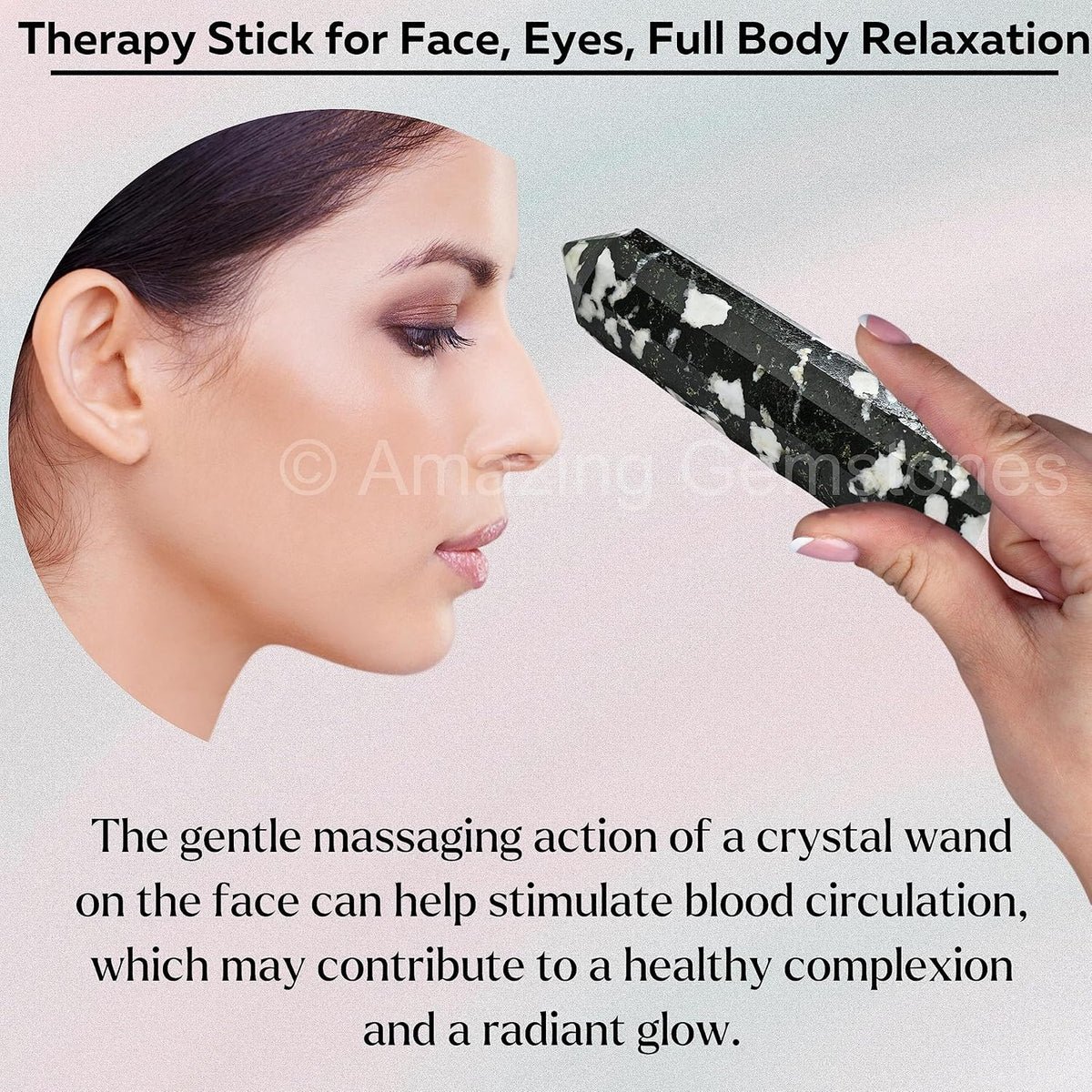 Amazing Gemstone Black and White Tourmaline Crystal Wand Massage Stick - Pelvic Wand Gua Sha for