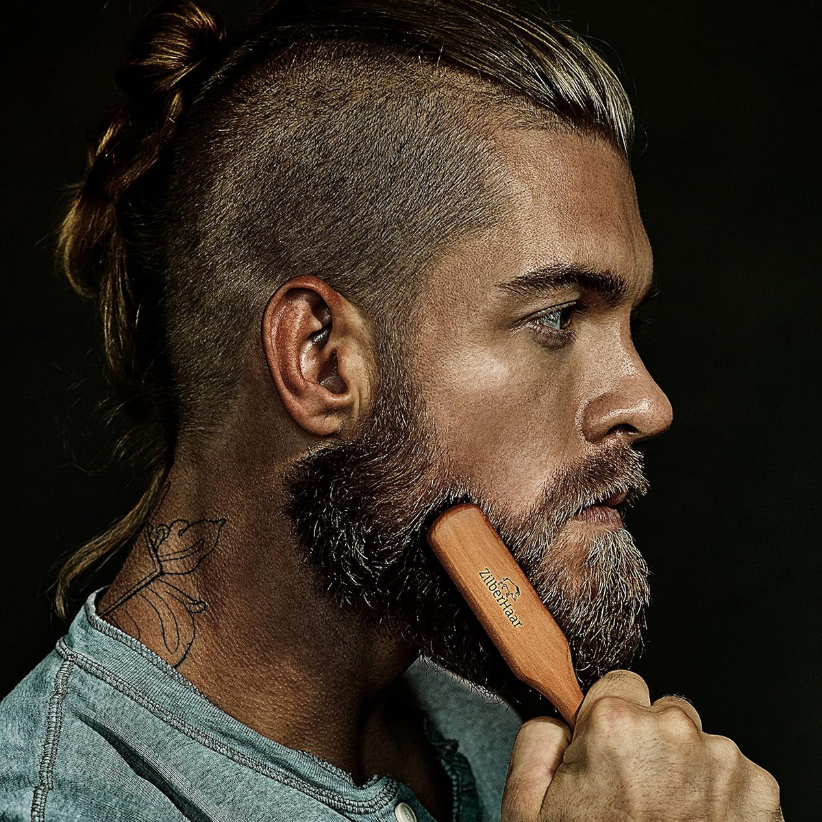 Beard Brush by ZilberHaar - Stiff Boar Bristles for Men's Grooming - Straightens and Promotes
