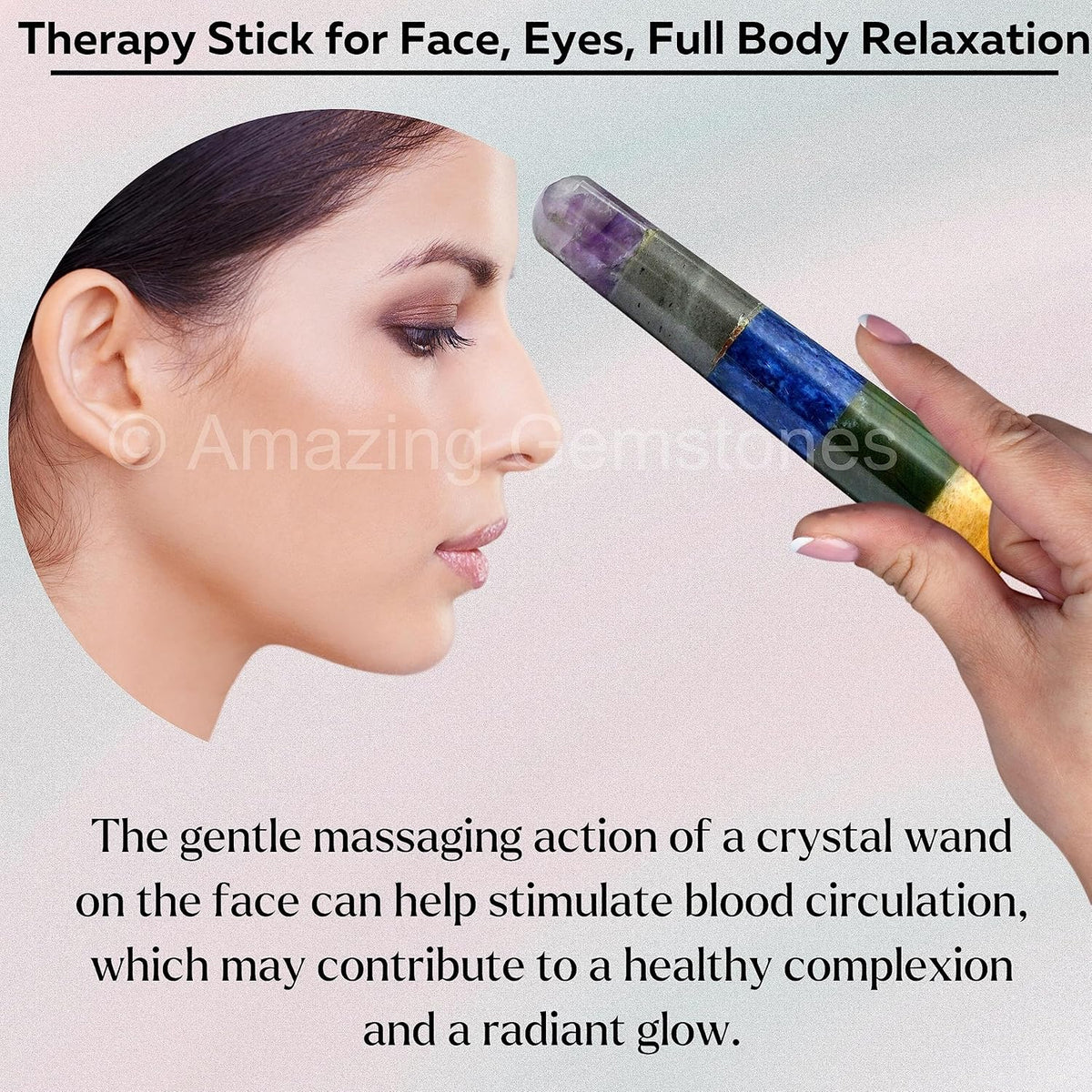 Amazing Gemstone Large Chakra Crystal Wand Massage Stick - Pelvic Wand Gua Sha for Adults