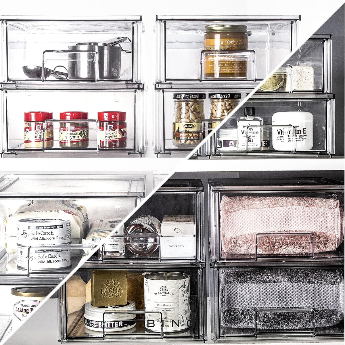 BINO | Stackable Storage Drawers, Small - Clear | THE CRATE COLLECTION | Storage Bins With Drawers