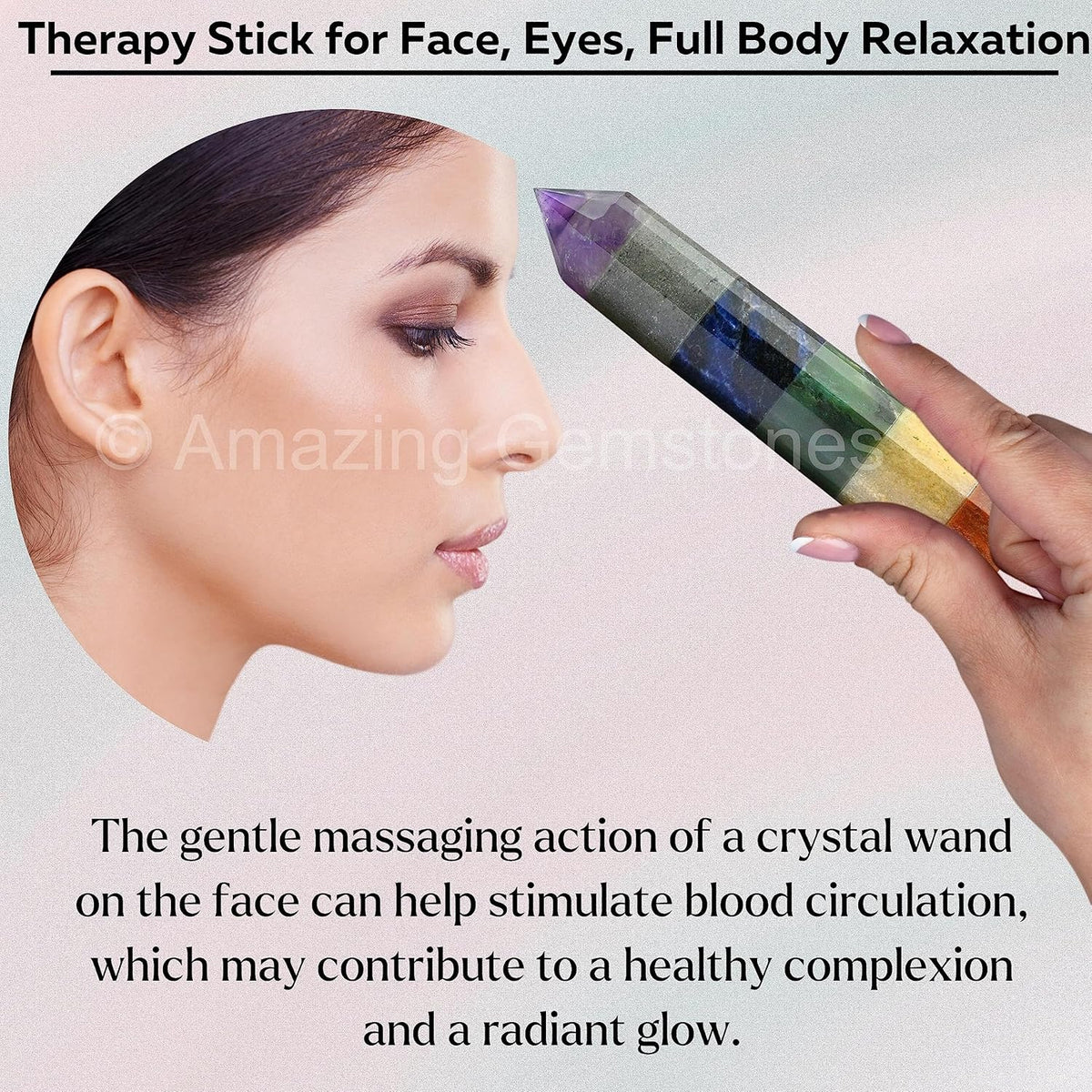 Amazing Gemstone Large Chakra Crystal Wand Massage Stick - Pelvic Wand Gua Sha for Adults