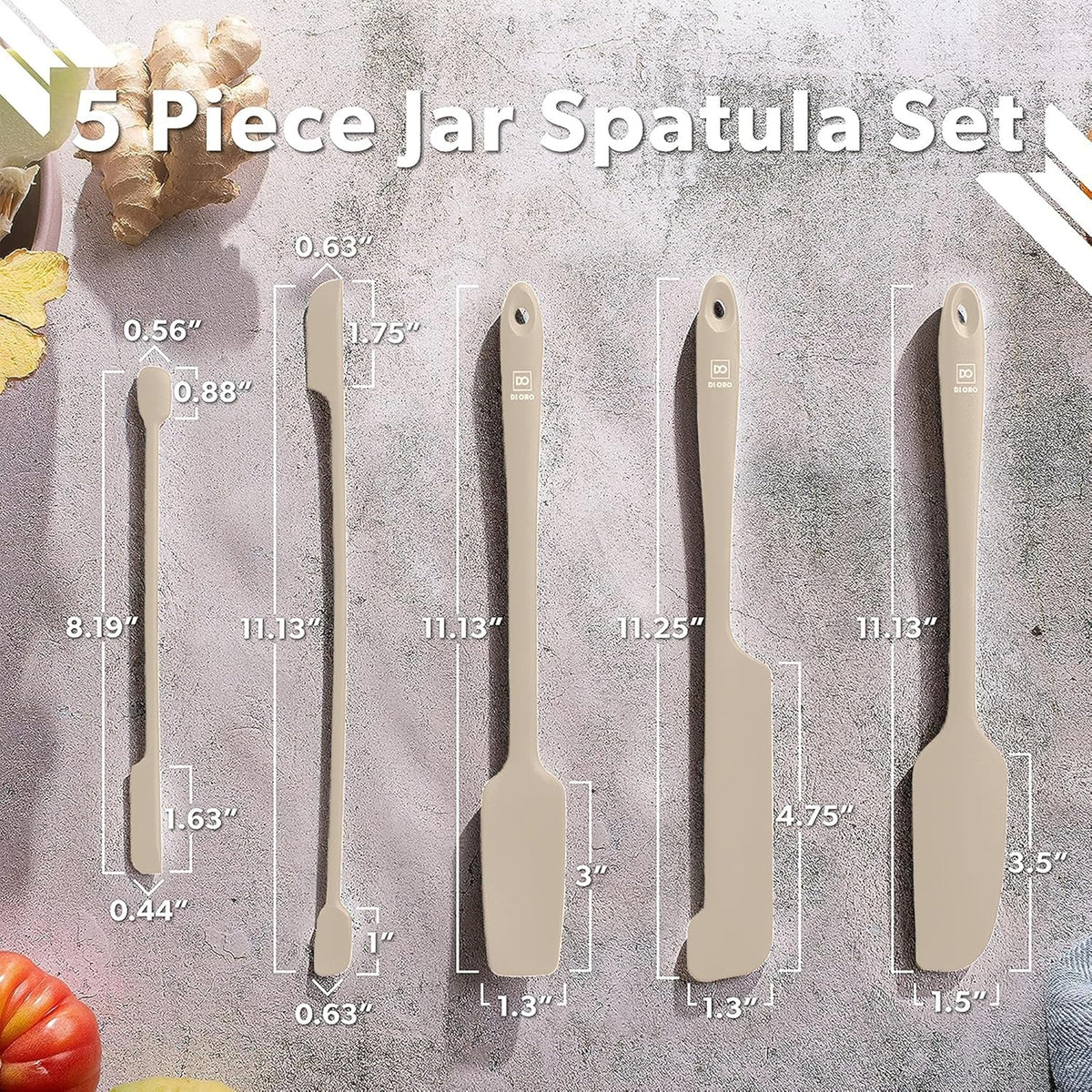 DI ORO Silicone Jar Spatulas for Scraping - Rubber Spatulas Silicone Heat Resistant - Kitchen