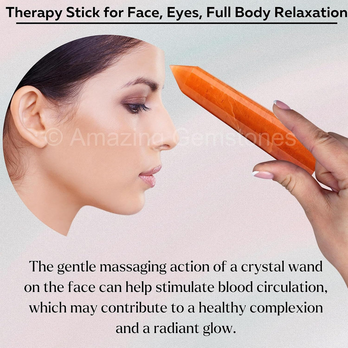 Amazing Gemstone Red Aventurine Crystal Wand Massage Stick - Pelvic Wand Gua Sha for Adults