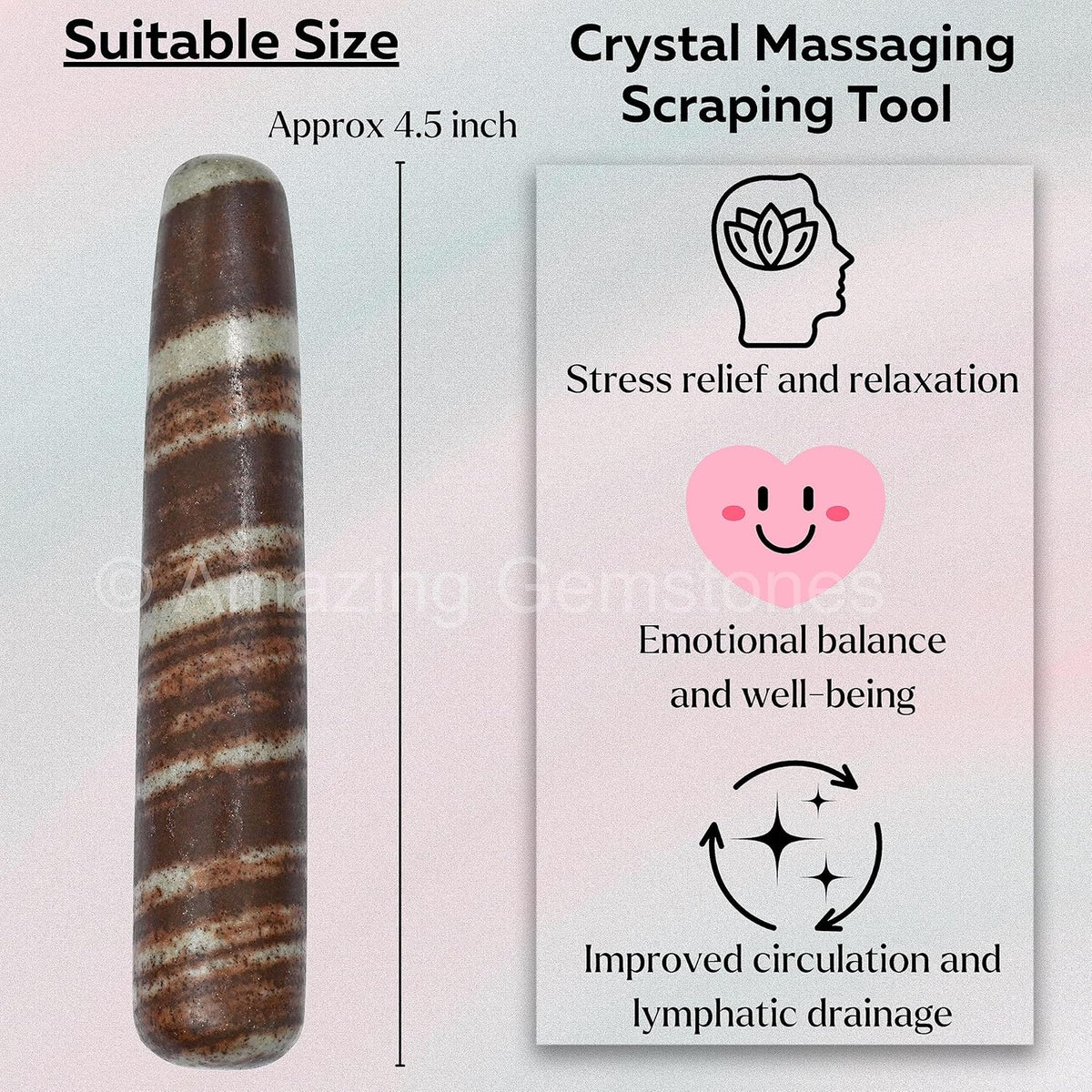 Amazing Gemstone Narmada Stone Crystal Wand Massage Stick - Pelvic Wand Gua Sha for Adults